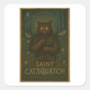 Quadrado Adesivo de São Catsquatch da Floresta WV Críptido
