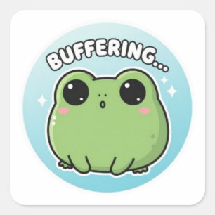 Quadrado Adesivo de Sapo em Buffering Fofo Sapo Meme Kawaii