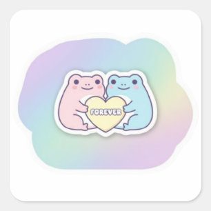 Quadrado Adesivo de Sapo para Sempre Casal de Sapos Fofos S