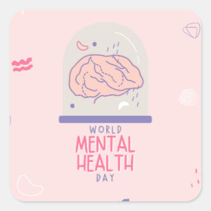 Quadrado Adesivo de Saúde Mental Limpa   você é suficiente