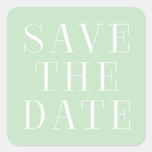 Quadrado Adesivo de SAVE THE DATE de tipo moderno em hortel