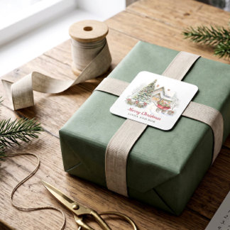 Quadrado Adesivo de Selagem de Presente de Natal Personaliz