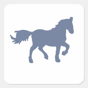 Quadrado Adesivo de silhueta de cavalo azul claro