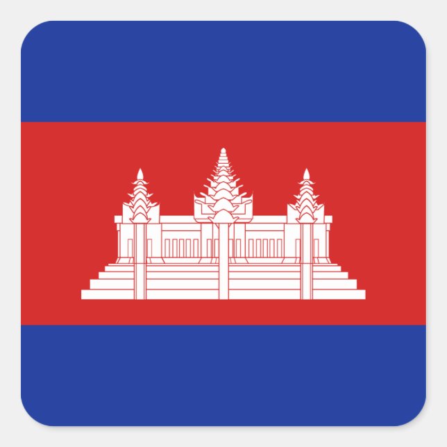 Quadrado Adesivo de Sinalizador do Camboja (Frente)