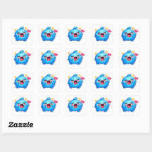 Adesivo de Slime Azul Triste Kawaii Choroso com Co