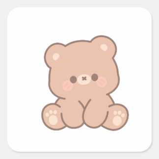 Quadrado Adesivo de Urso Minimalista Fofo para Presente e E