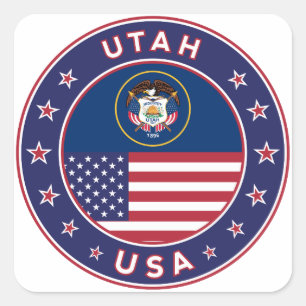 Quadrado Adesivo de Utah, capa de telefone, saco de tote, r