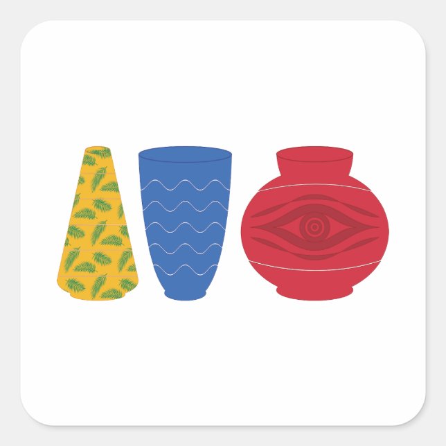 Quadrado Adesivo de Vasos Egípcios Modernos (Frente)