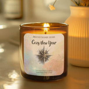 Quadrado Adesivo de Vela de Ano Novo – Design Aconchegante 