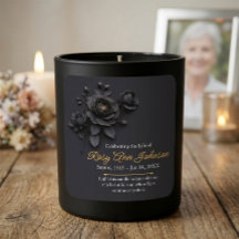 Adesivo de Vela de Lembrança Rosa Negra Personaliz