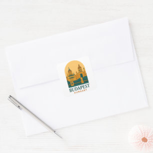 Quadrado Adesivo de Viagem Antigo Budapeste Hungria – Retro