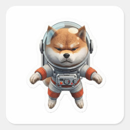 Quadrado Adesivo de Vinil Cão Espacial Astronauta Shiba Inu