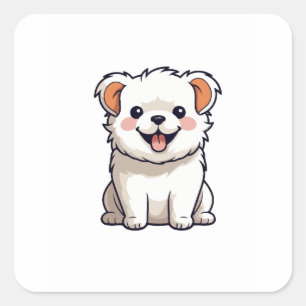 Quadrado Adesivo de Vinil de Cachorrinho Kawaii Fofo - Dese