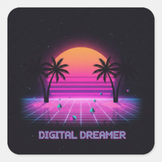 Quadrado Adesivo de Vinil Estilo Holográfico Digital Dreame