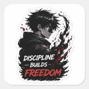 Quadrado Adesivo de Vinil Menino Anime Disciplina Constrói