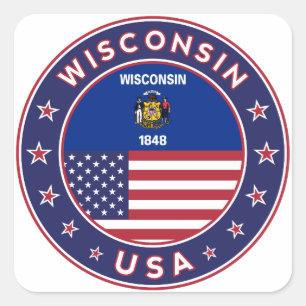 Quadrado Adesivo de Wisconsin, capa de telefone, saco de to