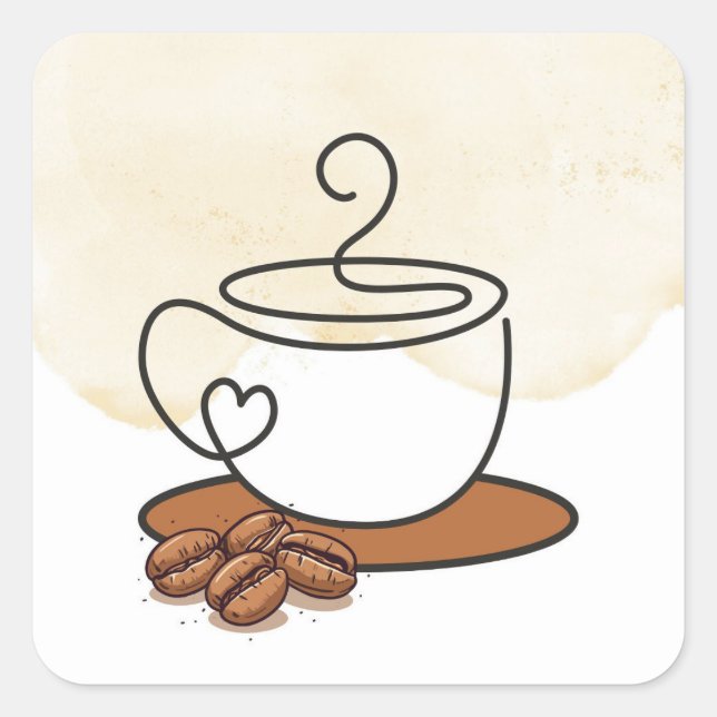 Quadrado Adesivo de Xícara de Café (Frente)