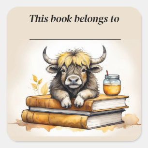 Quadrado Adesivo de Yak e Livros Editáveis