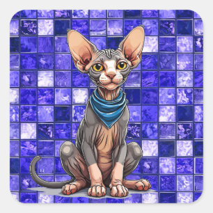 Quadrado Adesivo decorativo para amantes de gatos Sphinx宠物