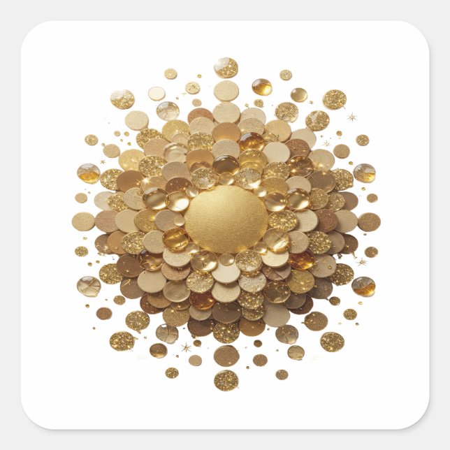 Quadrado Adesivo Design Esfera Dourada Sharp Gold (Frente)