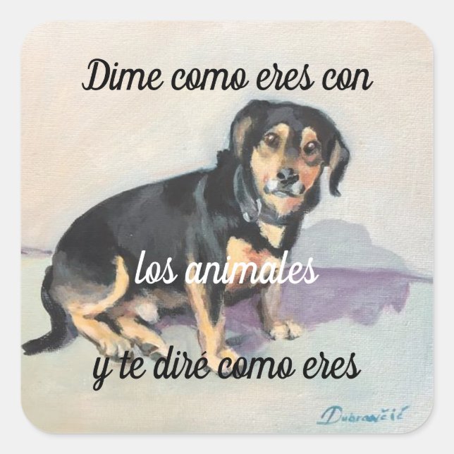 Quadrado Adesivo Dime como eres con los animales (Frente)