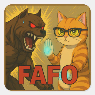 Quadrado Adesivo Divertido de Gato e Cachorro FAFO | Pet De