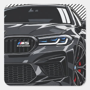 Quadrado Adesivo do Carro Esportivo Preto BMW M5 Competitio