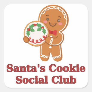 Quadrado Adesivo do Clube Social de Biscoitos do Papai Noel