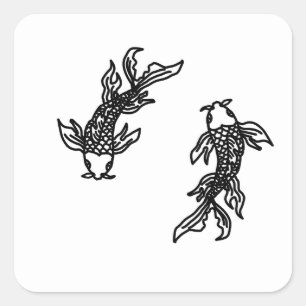 Quadrado Adesivo do Emblema da Onda de Peixes – Signo Água