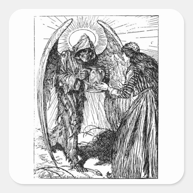 Quadrado Adesivo do Grim Reaper (Frente)