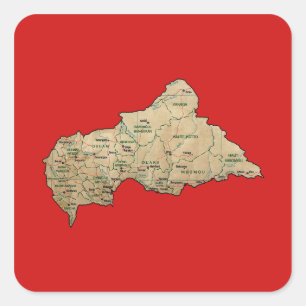 Quadrado Adesivo do Mapa Centrafrique