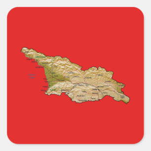 Quadrado Adesivo do Mapa da Geórgia