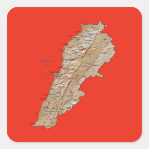 Quadrado Adesivo do Mapa do Líbano