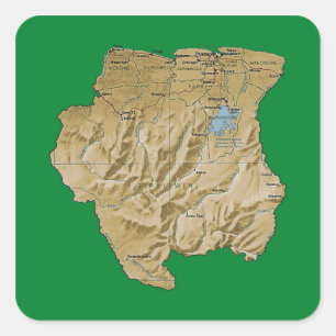 Quadrado Adesivo do Mapa do Suriname