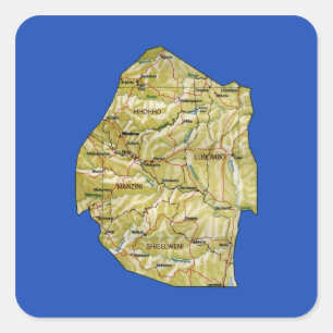 Quadrado Adesivo do mapa Eswatini
