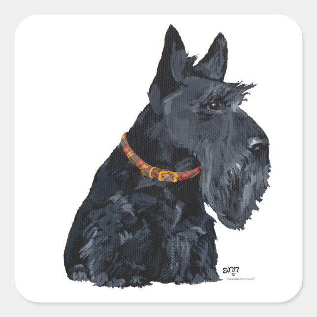 Quadrado Adesivo do Terrier Escocês (Frente)