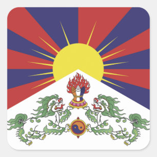 Quadrado Adesivo do Tibete, Tibetanos, Patriótico, Bandeira