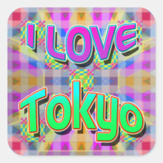 Quadrado Adesivo do Tokyo Festival 1 "I LOVE Tokyo"