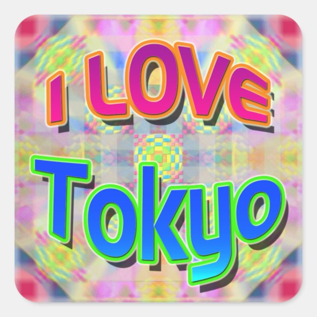 Quadrado Adesivo do Tokyo Festival 3 "I LOVE Tokyo" (Frente)