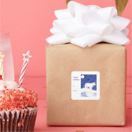 Quadrado Adesivo do Urso Polar Feriado