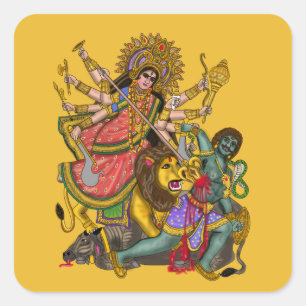 Quadrado Adesivo Durga Matando Mahishasura