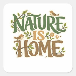 Quadrado Adesivo Ecológico Nature Is Home