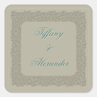 Quadrado Adesivo elegante de casamento vintage de renda cas