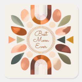 Quadrado Adesivo Elegante Melhor Mãe Já Boho