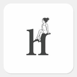 Quadrado Adesivo Estético Menina Letra H Minimalista