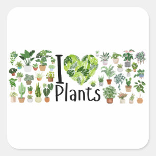 Quadrado Adesivo Eu Amo Plantas
