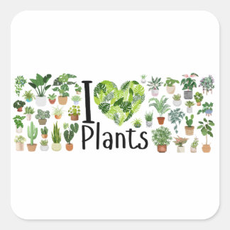 Quadrado Adesivo Eu Amo Plantas