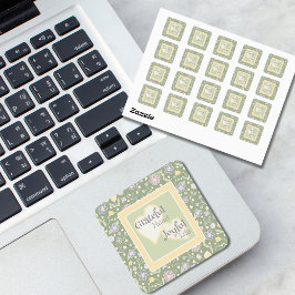 Quadrado Adesivo Floral Coração Grato Vida Alegre 