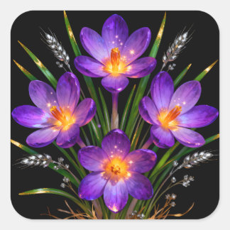 Quadrado Adesivo Floral Crocus Roxo