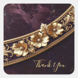 Quadrado Adesivo Floral Dourado Ornamentado